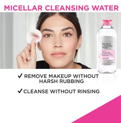 Natuurlijke watergebaseerde make-up verwijder Micellair water alles in één voor vette huid