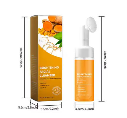 OEM Private Label Kojicumzuur Schoon en helder huidverhelderend schuimend gezicht wassen Kurkuma schuimreiniger voor donkere vlekken acne