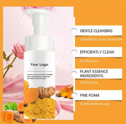 Kurkuma Kojic Acid Mousse Schoonmaak Schone huid Niacinamide Verblindend Schuimend Gezichtswasmiddel voor Donkere Vlekken Huid