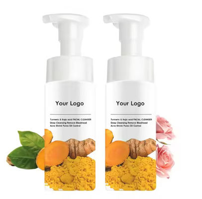 Kurkuma Kojic Acid Mousse Schoonmaak Schone huid Niacinamide Verblindend Schuimend Gezichtswasmiddel voor Donkere Vlekken Huid