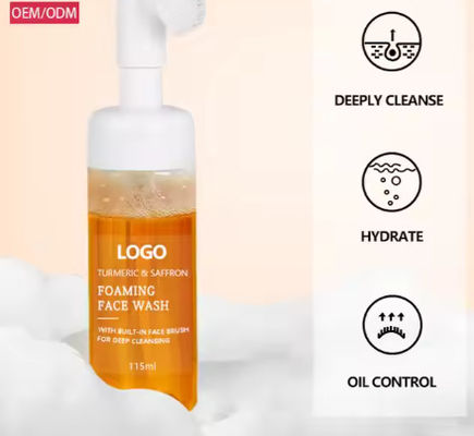 Privélabel Custom Biologisch Gezicht Wassen Kalmerend Huid Verhelderen Natuurlijke Vegan Kurkuma Bubble Foaming Gezichtsreiniger