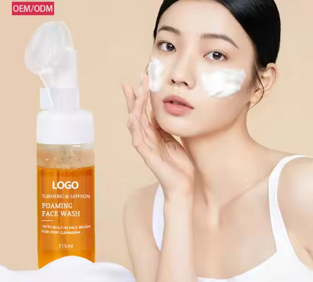 Privélabel Custom Biologisch Gezicht Wassen Kalmerend Huid Verhelderen Natuurlijke Vegan Kurkuma Bubble Foaming Gezichtsreiniger
