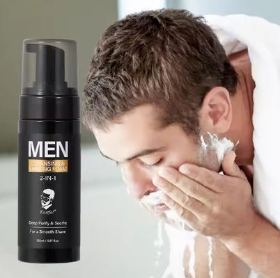 Groothandel 2 in 1 natuurlijke aminozuur gezichtsreiniger schuim verzachten snor mannen zelfverzorging Shaving Mousse