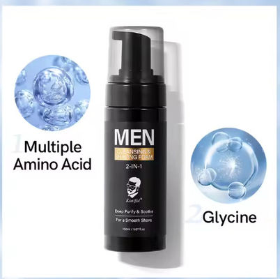 Groothandel 2 in 1 natuurlijke aminozuur gezichtsreiniger schuim verzachten snor mannen zelfverzorging Shaving Mousse