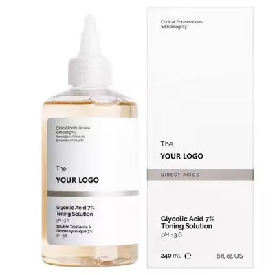 Cura della pelle del viso 7% Acido glicolico Acido fruttato Siero idratante idratante Elimina i punti neri Toner