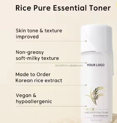 Toner organico per la pelle del viso con riso Coreano Marca privata Ingrosso Crema idratante per il viso Acqua Toner essenziale puro di riso