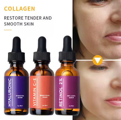 Etichetta privata Coreano di alta qualità sbiancante biologico naturale sbiancante vitamina C E collagene viso anti-invecchiamento siero set