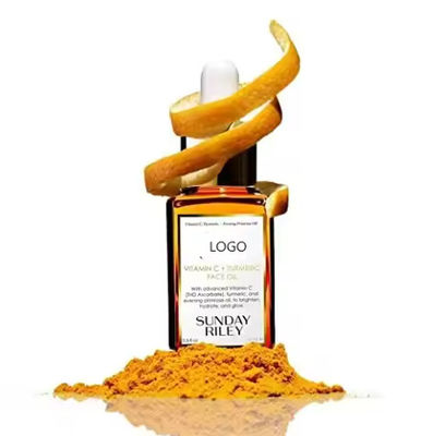 Warm verkrijgbaar Private Label Biologische Kurkuma Huidverzorging Gezichtsserum Voor Verlichting Glowing Verhelderen Kurkuma Serum Olie