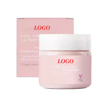 Mascarinha de barro rosa de rótulo privado Mascarinha facial esfoliante para clarear a pele Minimizar os poros