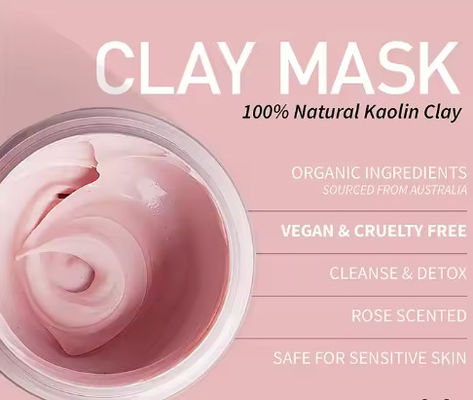 Mascarinha de barro rosa de rótulo privado Mascarinha facial esfoliante para clarear a pele Minimizar os poros