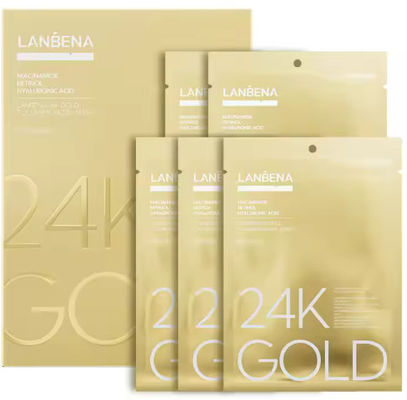 24K ゴールド コラーゲン 女性用 顔面 アンチエイジング 顔ケア 敏感肌用 顔面マスク