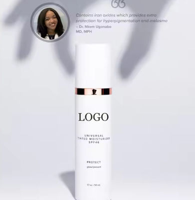 Privélabel 50ML Gezicht en lichaam make-up Zonnebrandcrème Universele getinte hydraterende crème SPF 46 Zonnecrème lotion