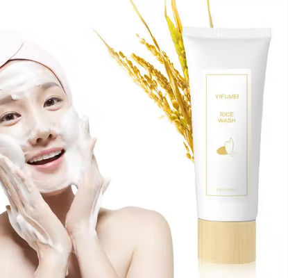 Natuurlijke biologische rijst reinigingsfoam was diep reinig gezicht pore kalmerend hydraterend anti acne exfolierend gezicht reiniger