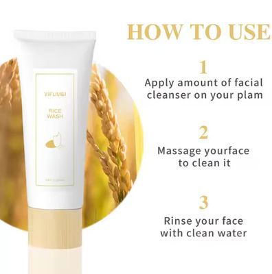 Natuurlijke biologische rijst reinigingsfoam was diep reinig gezicht pore kalmerend hydraterend anti acne exfolierend gezicht reiniger