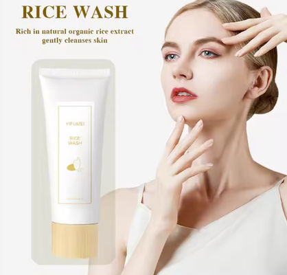 Natuurlijke biologische rijst reinigingsfoam was diep reinig gezicht pore kalmerend hydraterend anti acne exfolierend gezicht reiniger