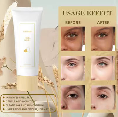 Natuurlijke biologische rijst reinigingsfoam was diep reinig gezicht pore kalmerend hydraterend anti acne exfolierend gezicht reiniger