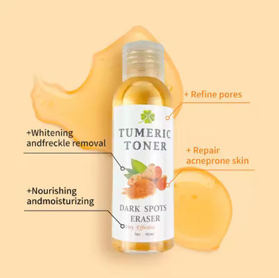 Gros de blanchiment d'humidité toner de curcuma Sécurité efficace anti-acné éclaircissement de la peau raffermissant correcteur de peau du visage