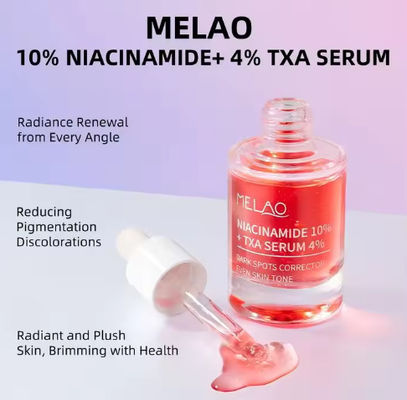 পাইকারি 30 মিলি উচ্চ মানের নিয়াসিনামাইড 10% + টিএক্সএ 4% সংবেদনশীল ত্বকের জন্য ডার্ক স্পট সংশোধন সিরাম প্রতিদিন সুগন্ধি মুক্ত