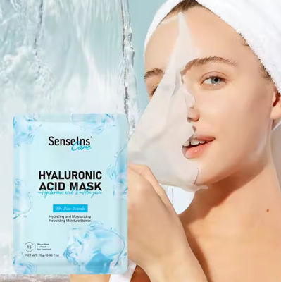 Mascarada de ácido hialurónico em grosso Nutrição profunda orgânica Hidratante Branqueador Firming Fede Manchas Facial Máscara facial