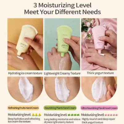 Étiquette privée Extraits de plantes naturelles Lotion pour les mains Séchage de la peau hydratant profond Blanchiment Mini Crème pour les mains