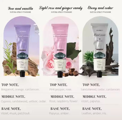 Marque privée en stock Crème pour les mains 75g 3 saveurs Crème hydratante pour les mains usine en gros