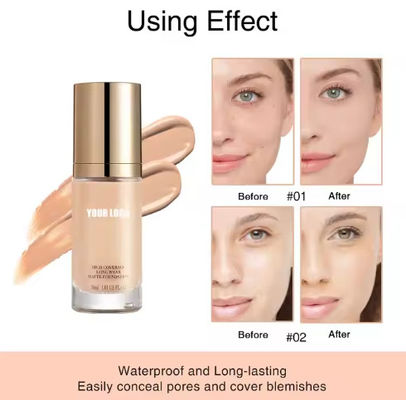 OEM ODM SPF 35 Langdurig Concealer Foundation Waterdicht Bevochtigend Mineraal Mat Full Coverage Vloeibare Foundation
