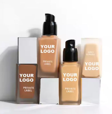 Logo Niższa ilość kolagenu mineralnego Serum pełne pokrycie Dewy Foundation twarz płynny makijaż Fundacja wegańska dla czarnych kobiet