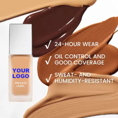Logo Niższa ilość kolagenu mineralnego Serum pełne pokrycie Dewy Foundation twarz płynny makijaż Fundacja wegańska dla czarnych kobiet