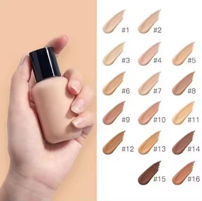 Logotipo personalizado Maquillaje de materia de terciopelo Finish Liquid Foundation Etiqueta privada Maquillaje facial líquido con cobertura completa