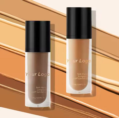 Natural Mineral Facial Cream Foundation Personalizar su logotipo Completa cobertura de maquillaje facial Matte Finish Liquid Creamy Concealer Foundation