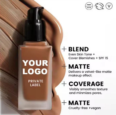 OEM/ODM Logo Niska ilość kolagenu mineralnego Serum pełne pokrycie Fundacja Dewy Liquid Make-up Face Vegan Fundacja dla czarnych kobiet