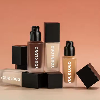 OEM/ODM Fundación líquida hidratante de marca privada Fundación mineral blanca para piel oscura Logotipo de cosméticos Fundación maquillaje Diy