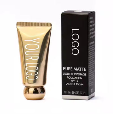 OEM/ODM Fundación líquida hidratante de marca privada Fundación mineral blanca para piel oscura Logotipo de cosméticos Fundación maquillaje Diy