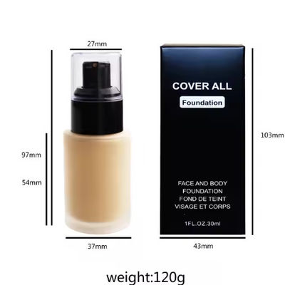 Private Label Make-up Foundation Full Coverage Liquid Foundation Groothandel Geen logo 12 kleuren Vrouwelijke waterdichte body foundation