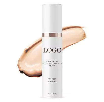 Groothandel Etiket 50 ml Gezicht en lichaam Make-up Zonnebrandcrème Universele getinte vochtinbrengende crème SPF 46 Zonnebrandcrème