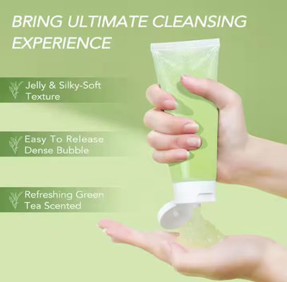 Légume de nettoyage du visage à la gelée contrôlée par l' huile Thé vert doux hydratant les acides aminés Gel de nettoyage du visage