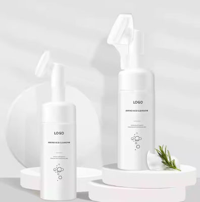 Private Label Face Skin Whitening Foaming Deep Cleansing Cleanser Face Wash With Silicone Face Brush 150ml
