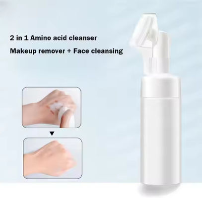 Private Label Face Skin Whitening Foaming Deep Cleansing Cleanser Face Wash With Silicone Face Brush 150ml