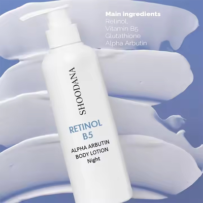 Private Label Retinol Vitamin B5 Glutathione Alpha Arbutin Vücut Losyonu Beyazlatıcı Nemlendirici Yaşlanma Karşıtı Vücut Bakım Kremi Losyonu
