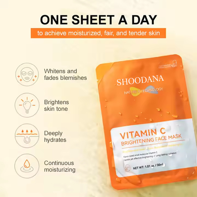 Vitamine C-verhelderend gezichtsmasker 30 ml*5 Private Label Biologisch diep hydraterend hydraterend gezichtsblad