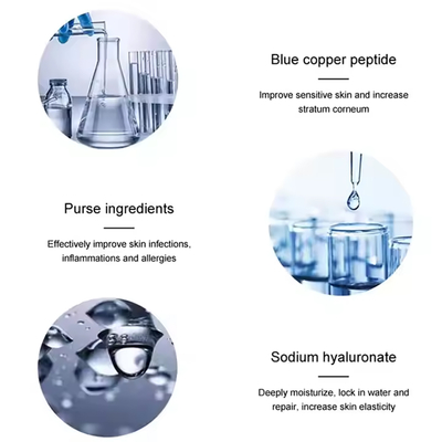 Siero viso biologico per pelli sensibili anti-età con peptidi di rame blu e acido ialuronico, idrata, leviga e rassoda la pelle