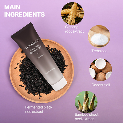 Black Rice Cleansing Gel Face Wash Oil Foaming Mousse Deep Cleansing Shrinking Pores Nourishing