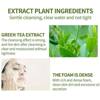 Private Label Face Foaming Facial Cleanser With Green Tea Extract for Pore Cleansing