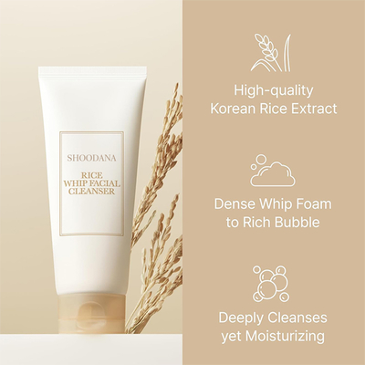 Natural Rice Whip Organic Soothing Moisturizing Foaming Deep Cleansing Whitening Face Wash