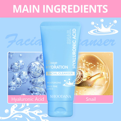 Private Label Organic Makeup Remover Face Wash Snail Hyaluronic Acid Facial Cleanser 