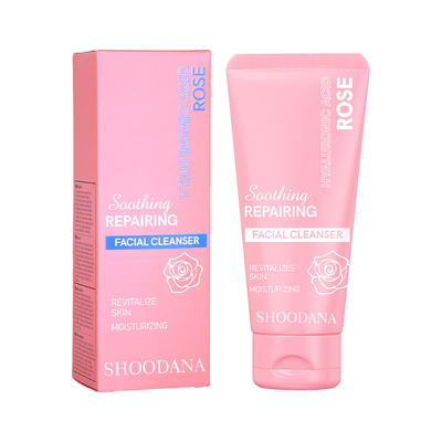 Rose & Hyaluronic Acid Face Wash Hydrating Moisturizing Delicate Skin Care Foaming Deep Cleans Face Wash Facial Cleanser