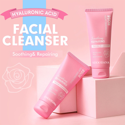 Rose & Hyaluronic Acid Face Wash Hydrating Moisturizing Delicate Skin Care Foaming Deep Cleans Face Wash Facial Cleanser