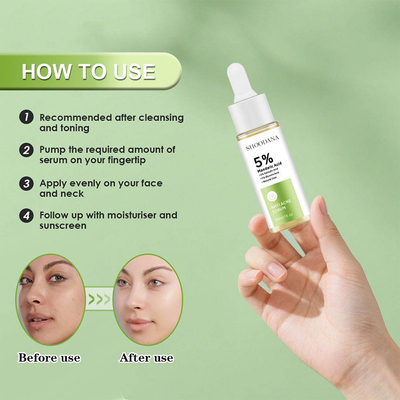 Private Label Natural Moisturizing Whitening Shrink Pores Serum 5% Mandelic Acid Face Serum