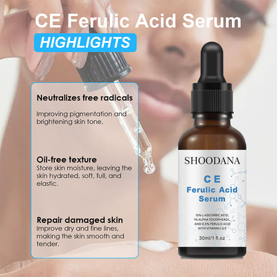Private Label Anti-aging Whitening Hydrating Vitamin C Organic Ferulic Acid Serum for Women Face Care