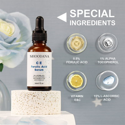 Private Label Anti-aging Whitening Hydrating Vitamin C Organic Ferulic Acid Serum for Women Face Care